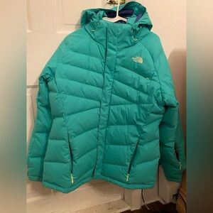 The North Face Teal/Seafoam Hooded Ski Puffer Jacket